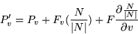 \begin{displaymath}P'_v = P_v + F_v(\frac{N}{\vert N\vert}) + F \frac{\partial \frac{N}{\vert N\vert}}{\partial v}\end{displaymath}