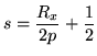 $\displaystyle s = \frac{R_x}{2p} + \frac{1}{2}$